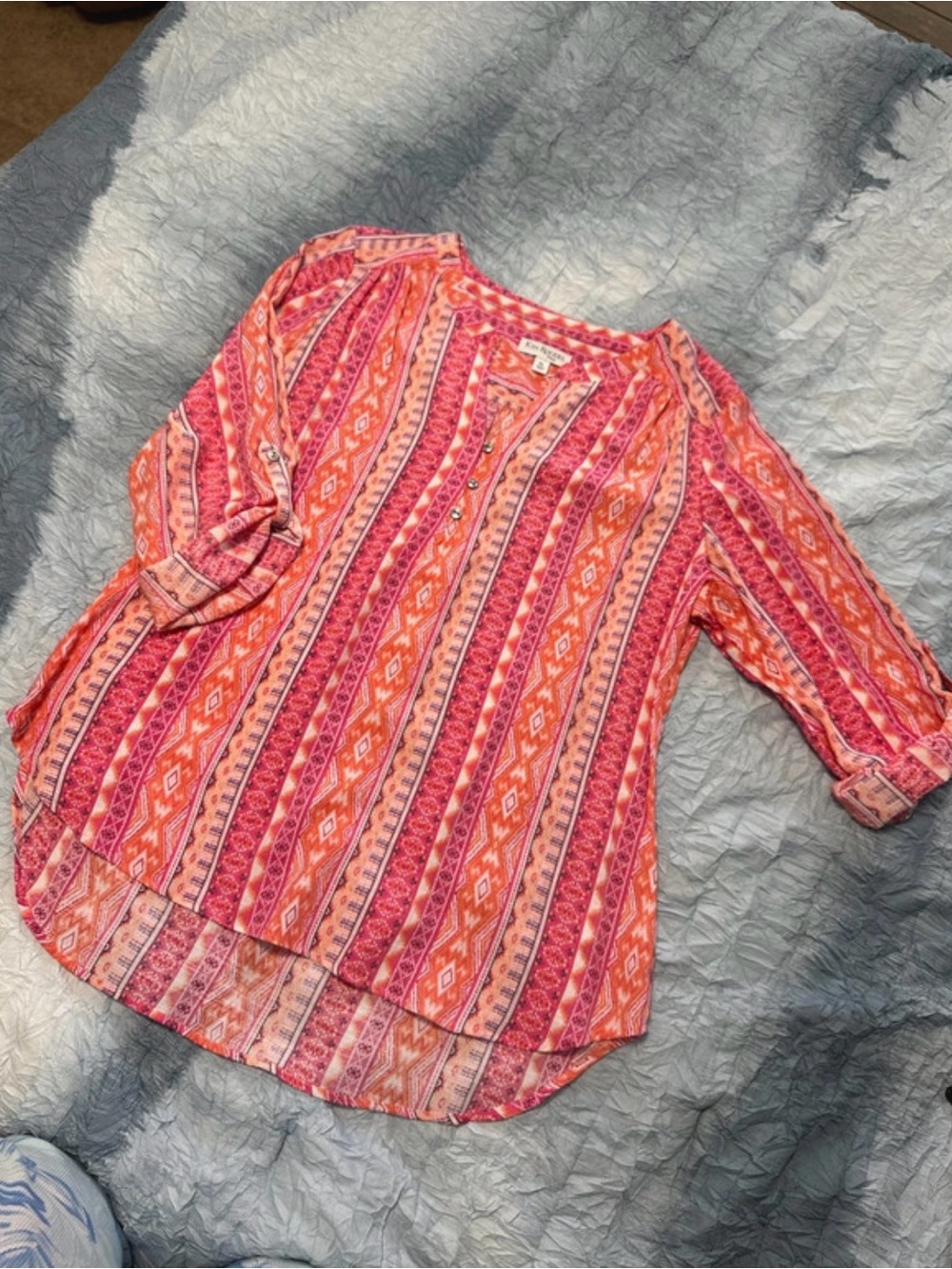 Kim Rogers Pink and Orange Printed Tunic Top